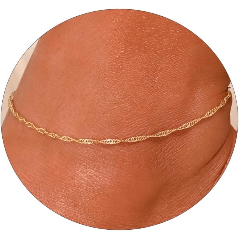 สร้อยข้อมือข้อเท้าสําหรับผู้หญิง 14K Gold Sterling Silver Plated Anklets สําหรับผู้หญิงกันน้ํา Daint