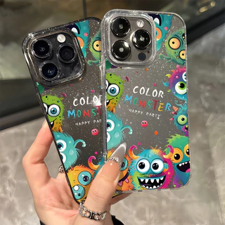 ✨จัดส่งฟรีในพื้นที่✨การ์ตูนมอนสเตอร์กลิตเตอร์เคสโทรศัพท์สำหรับ iPhone 16 15 14 13 78PLUS PRO PROMAX XR XS