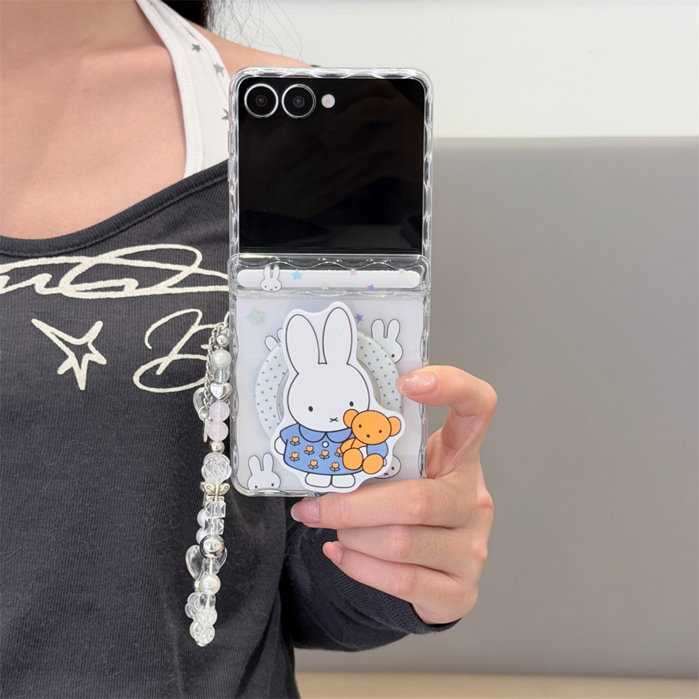Star Miffy Rabbit สําหรับ Samsung Galaxy Z Flip7FE6 5 รวมทุกอย่างจี้ป้องกันฝาครอบป้องกันป้องกันการชนกันฝาครอบสร้างสรรค์สําหรับ Samsung เปลือกล้อมรอบอย่างเต็มที่