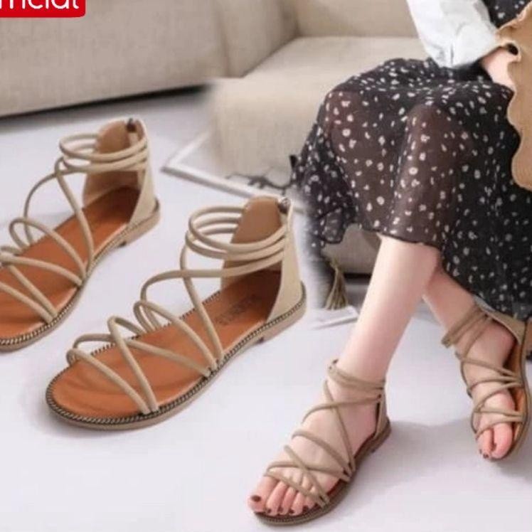 AE2 รีบซื้อ Mh17 Sandals Sandals Sandals Women flatshoes Beach jelly teplek Cross Strap gladiator