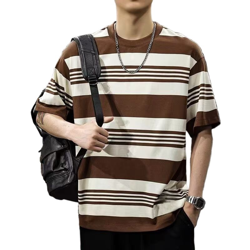 เสื้อยืดแขนสั้นคอกลมสำหรับผู้ชาย สไตล์แฟชั่น ใส่ลำลองในฤดูร้อน
