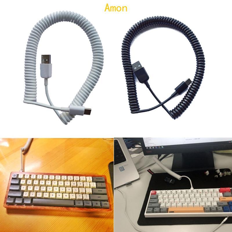 Amon Type C C C Coiled Cable Wire Mechanical Keyboard GH60 สาย USB Type-C ถึงพอร์ต USB สําหรับ GH60 