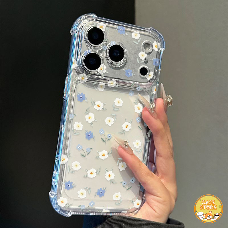 เคสโทรศัพท์ลายดอกไม้เรียบง่ายและสตรอว์เบอร์รี แถมขาตั้งการ์ตูนฟรี สำหรับ iPhone 12 Pro max 17 15 Pro 14 16 13 11 7 Plus