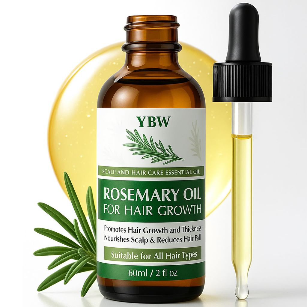 YBW Rosemary Oil for Hair Growth – Organic Rosemary Hair Oil with Biotin, Castor and Jojoba– เสริมสร