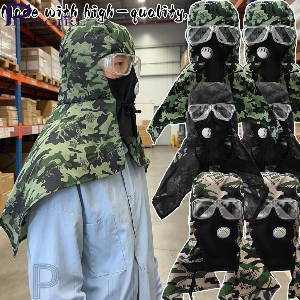 หน้ากากป้องกุลมินเนียม Camouflage ขนาดครอบคลุมเต็มใบหน้า สำหรับช่างเชื่อมและการก่อสร้าง ทำจากผ้าทนทานและระบายอากาศได้ดี Unisex