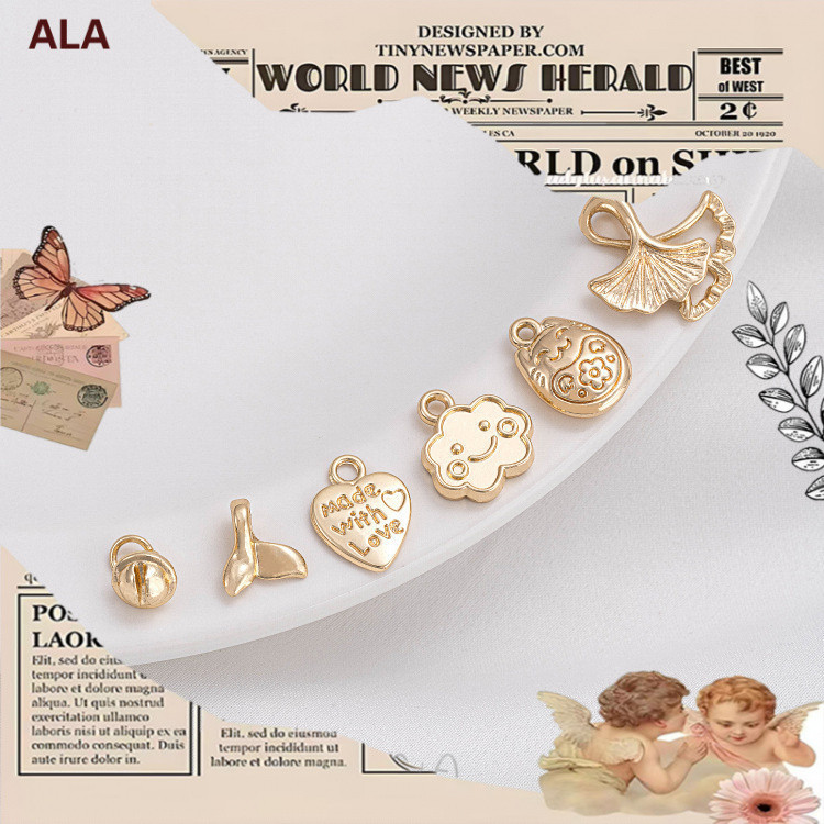 💖ALA เครื่องประดับ DIY💖จี้รูปหางปลา ใบแอปริคอท กระดิ่ง แมวนําโชค ภาษาอังกฤษ พีช หัวใจ ชุบทอง 14k เครื่องประดับแฮนด์เมด DIY[pendant/จี้/จี้ทอง/จี้สร้อย/จี้สร้อยคอ/ต่างหู/สร้อยคอ]