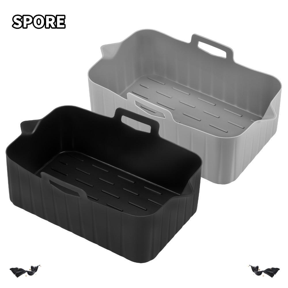 SPORE Air Fryer ตะกร้า,ซิลิโคนแบบใช้ซ้ําได้ Air Fryer ถาดอบ,เครื่องครัวสี่เหลี่ยมผืนผ้า Air Fryer แม่พิมพ์ถาดสําหรับ Ninja Foodi SL401 DZ201 DZ302 DZ401 DZ550 AF300UK AF400UK
