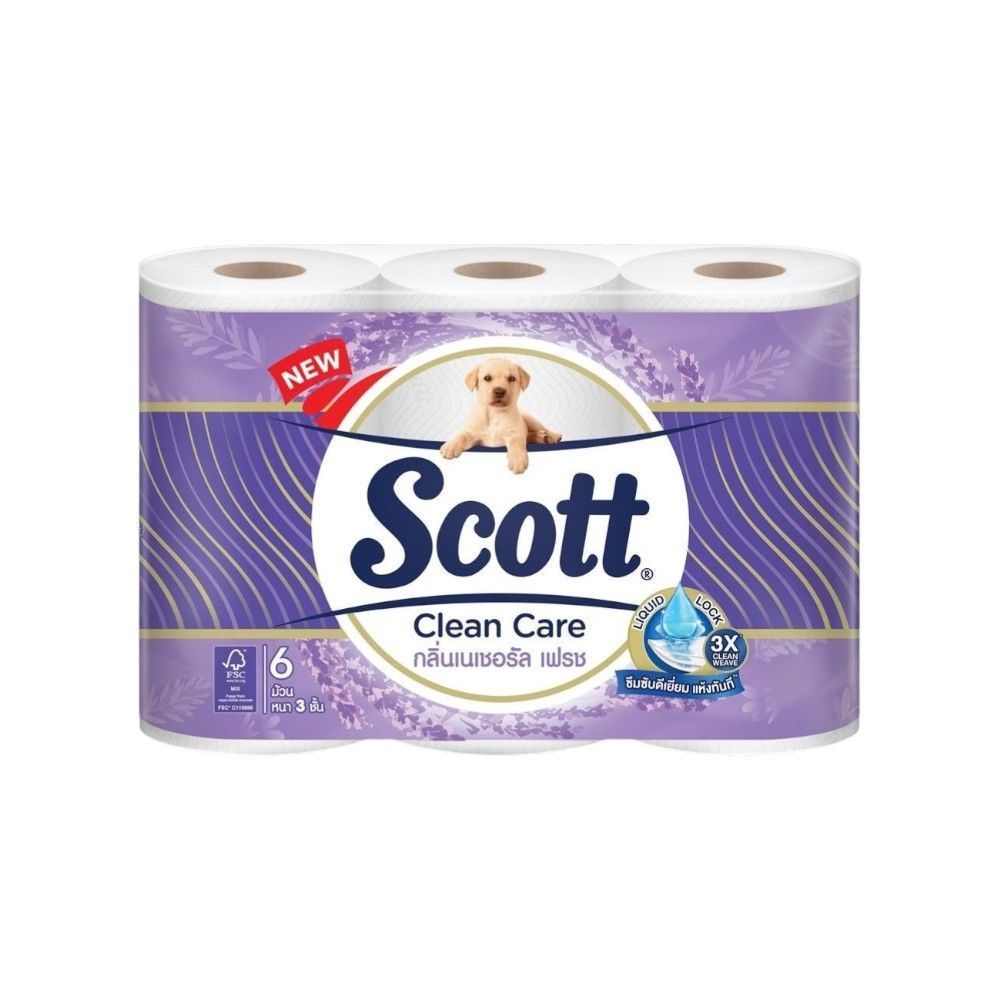 [สินค้าส่งด่วน] สก๊อตต์ คลีนแคร์กลิ่นเนเชอรัลเฟรช 6ม้วน SCOTT CLEAN CARE NATURAL FRESH 6ROLLS