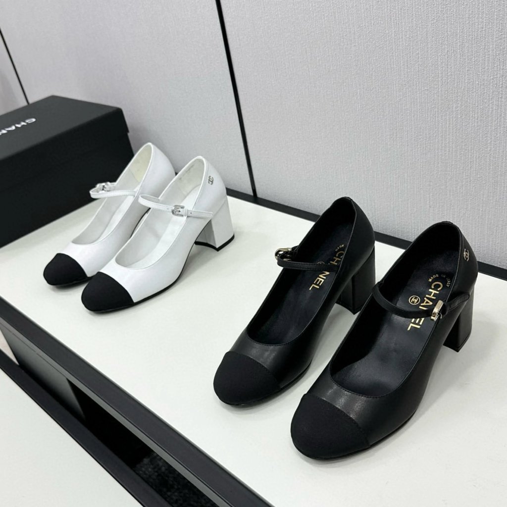 CHANEL CHANEL Mary Jane 24 ส้นหนา Mary Jane รองเท้าเดี่ยว CHANEL รองเท้าส้นสูง Mary Jane รองเท้า Dou
