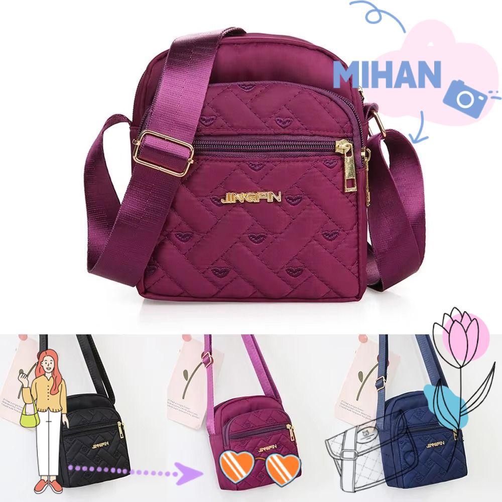 MIHAN Messengers Bag, Nylon Crossbody Small Square Bag, Multi-Channel Mobile Phone Bag