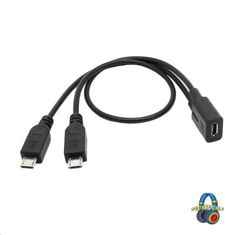 MOON Micro USB Female to 2 Micro USB Male Splitter Cable Extension Wire 30cm 12inch