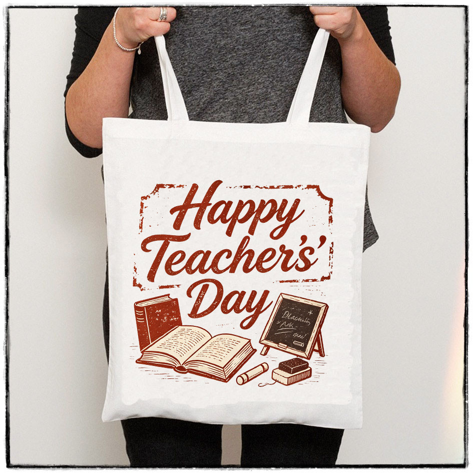 กระเป๋า Hari Guru / Teachers Day - Happy Teachers Day Vintage Paintg & Book Canvas Tote Bag, Beg Can