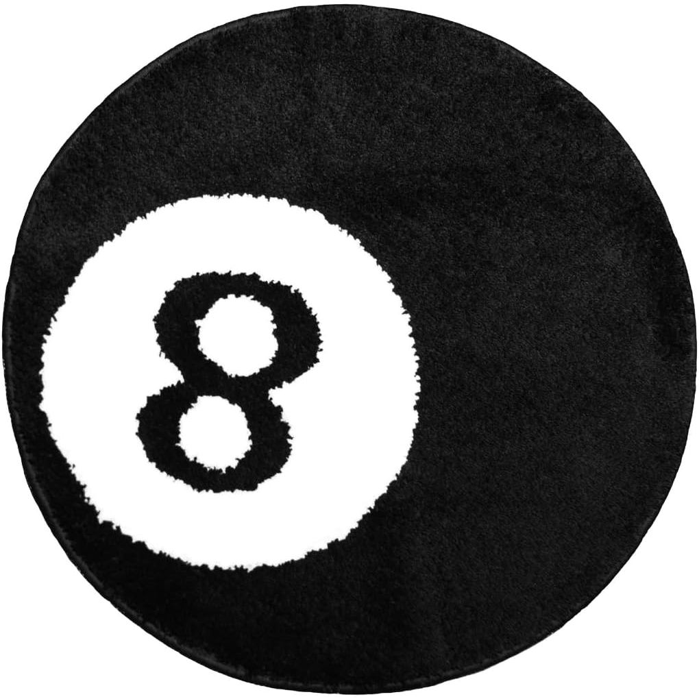 8 Ball Carpet-24 นิ้วสีขาวสีดํา Hypebeast พรม-ห้องนอนและห้องนั่งเล่น Cool Aesthetic พรม-Millennium ต
