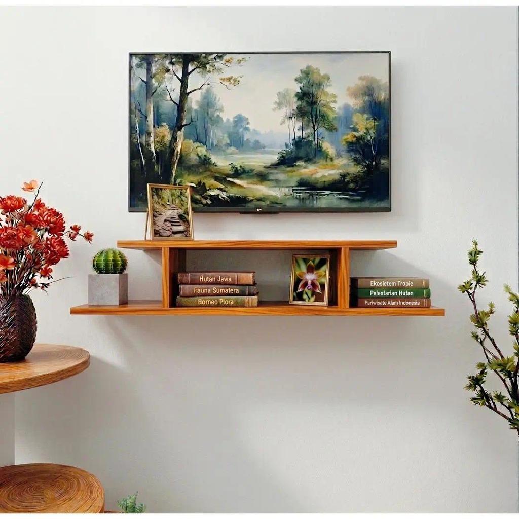 Minimalist Wall Tv Shelf Aesthetic Wooden Shelf ชั้นวางของติดผนัง