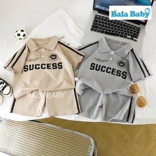 ชุดลำลองเด็ก เสื้อผ้าเด็กเซ็ต2ชิ้น ลุคสปอร์ต เสื้อคอปกแขนสั้น+กางเกงขาสั้น ชุดไปโรงเรียนอนุบาล Size80-120cm DXT102