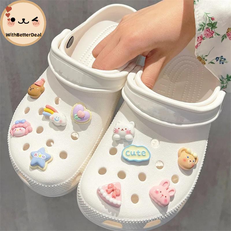 BETTER 10 ชิ้น Rainbow Bear Hole รองเท้า Charms อุปกรณ์เสริมรองเท้า Bule สัตว์น่ารักรองเท้าดอกไม้ DI