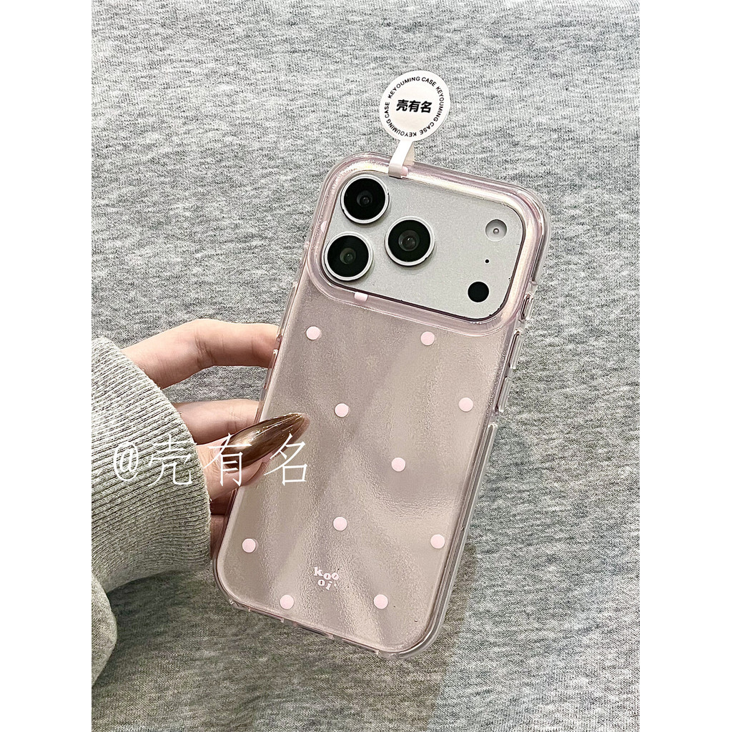 เคสน่ารัก Glitter Texture สีสันสีชมพูอ่อน Polka Dot สไตล์เกาหลีเคสโทรศัพท์สําหรับ iPhone 17 Pro Max 16 Pro 15 14 Pro Max