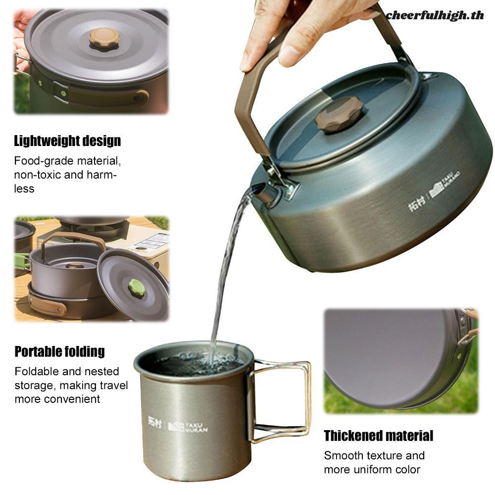 3 ชิ้น Camping Pots และ Pans ชุดแบบพกพากลางแจ้งหม้อ Camping เครื่องครัว Mess ชุดสําหรับ Backpacking 