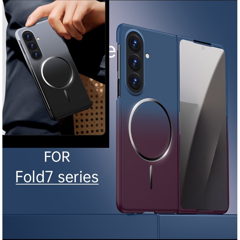 เคสโทรศัพท์ไล่โทนสีแม่เหล็กสําหรับ Samsung Galaxy Z พับ 8 ultra 7 พับ 6 พับ 5 4 ผิว Slim กันกระแทกกลับ Shell Fold7 Fold8
