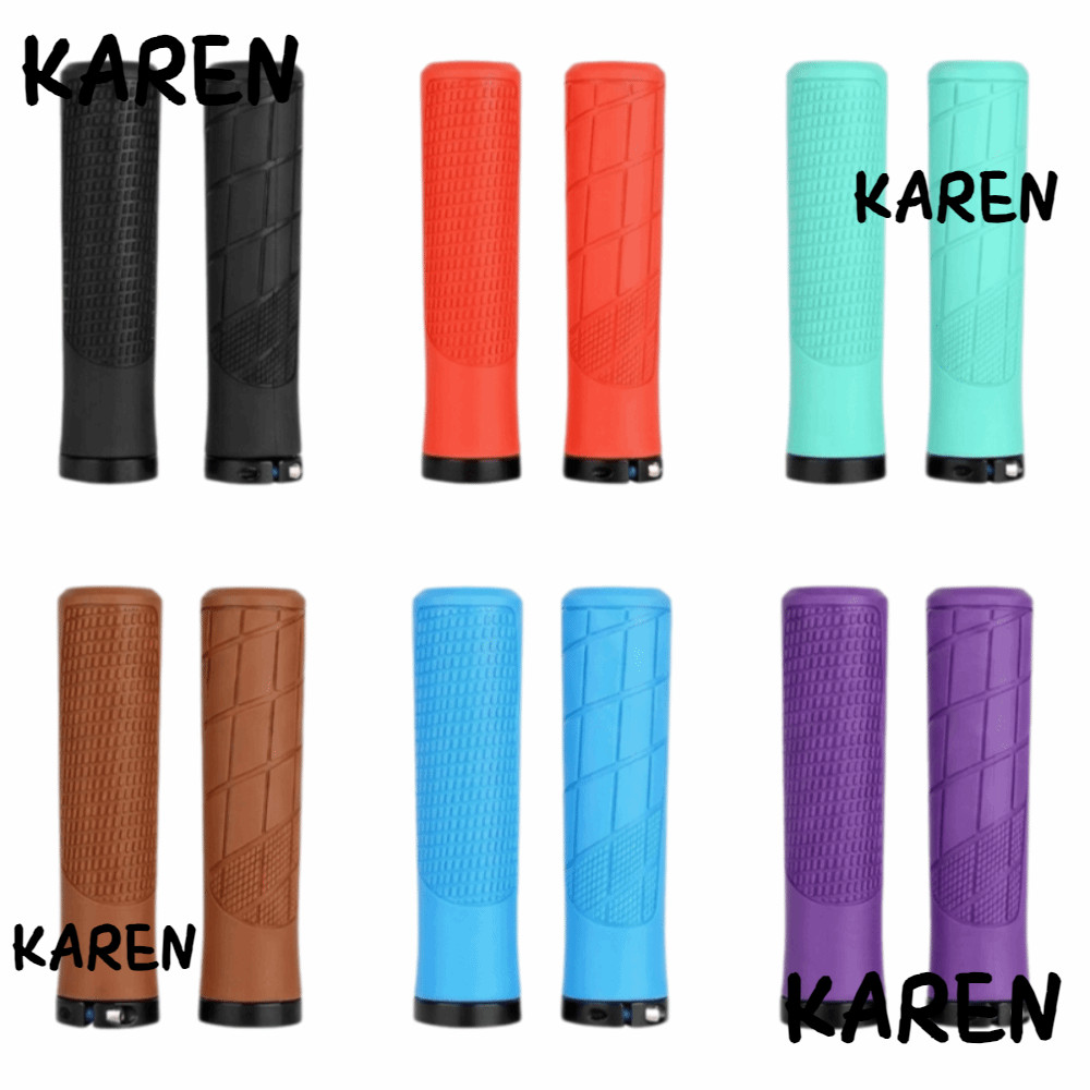 KARENGOODS ที่จับแฮนด์จักรยาน, กันกระแทกไม่ลื่น MTB Handlebar Grips, นุ่ม Ergonomic ล็อคยางจักรยานเสือภูเขา Grips อุปกรณ์ปั่นจักรยาน