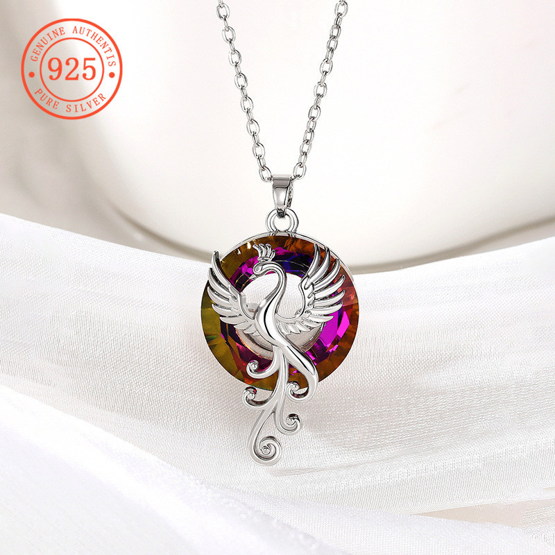 SHEFULI ส่วนบุคคล Domineering สีสัน Phoenix แหวนสร้อยคอ CSX1347