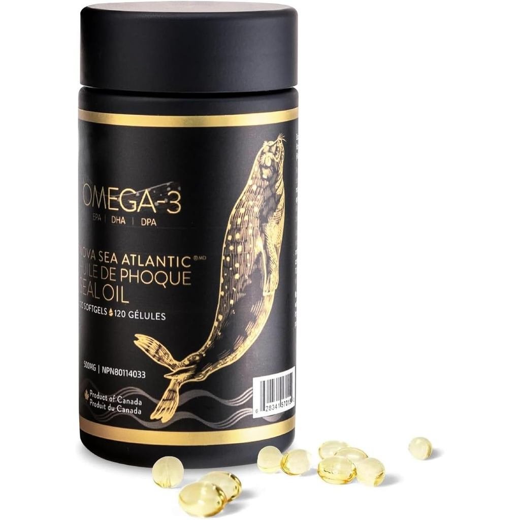Easy to Swallow Harp Seal Oil Omega 3 6 9 โดย Nova Sea Atlantic® | ผลิตในแคนาดา | อุดมไปด้วย EPA, DH