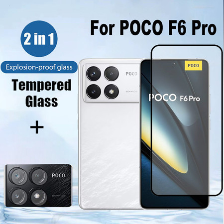 2 in 1 POCO F6 Pro กระจกนิรภัยป้องกันหน้าจอสําหรับ Xiaomi POCO F5 F6 F7 Pro Ultra 5G + ฟิล์มเลนส์กล้