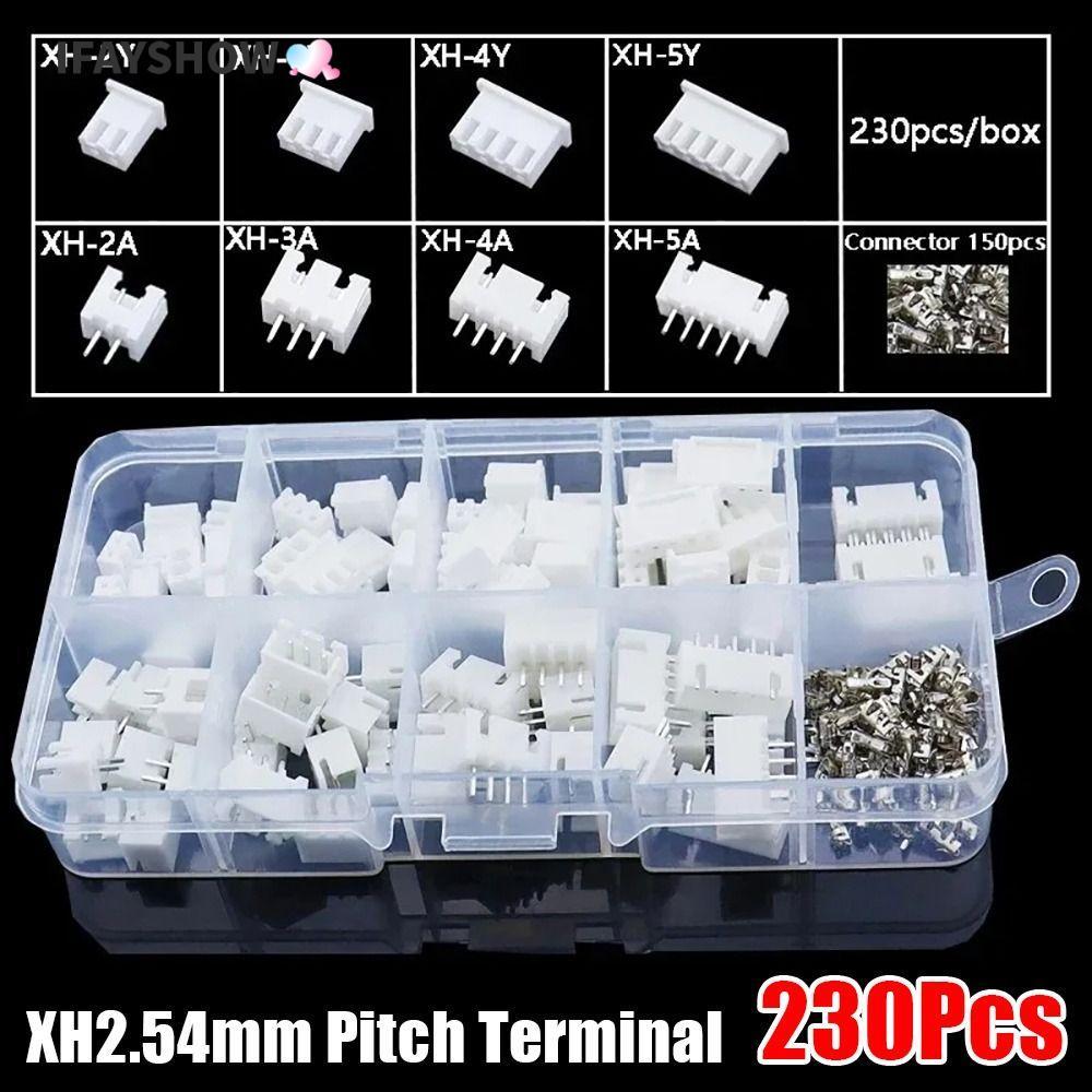 IFAYSHOW 230 ชิ้น 2.54 มิลลิเมตร Pitch Terminal, 2 P 3 P 4 P 5pin XH2.54 Pin Connector, 4 ค่าชุดชายแ