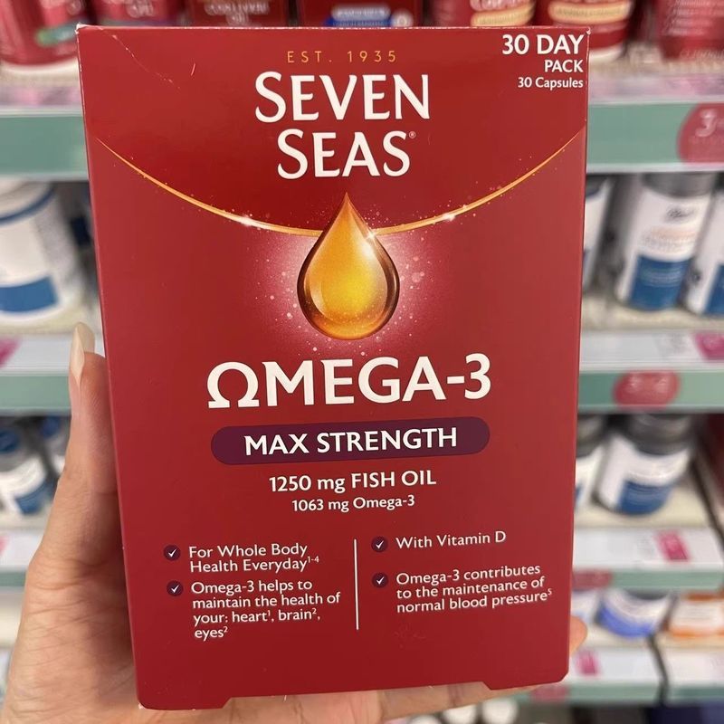 UK Seven seas Seven seas Fish Oil รุ่นปรับปรุง Omega 3 ความเข้มข้นสูง Deep Sea 30 แคปซูล 5-6-22P