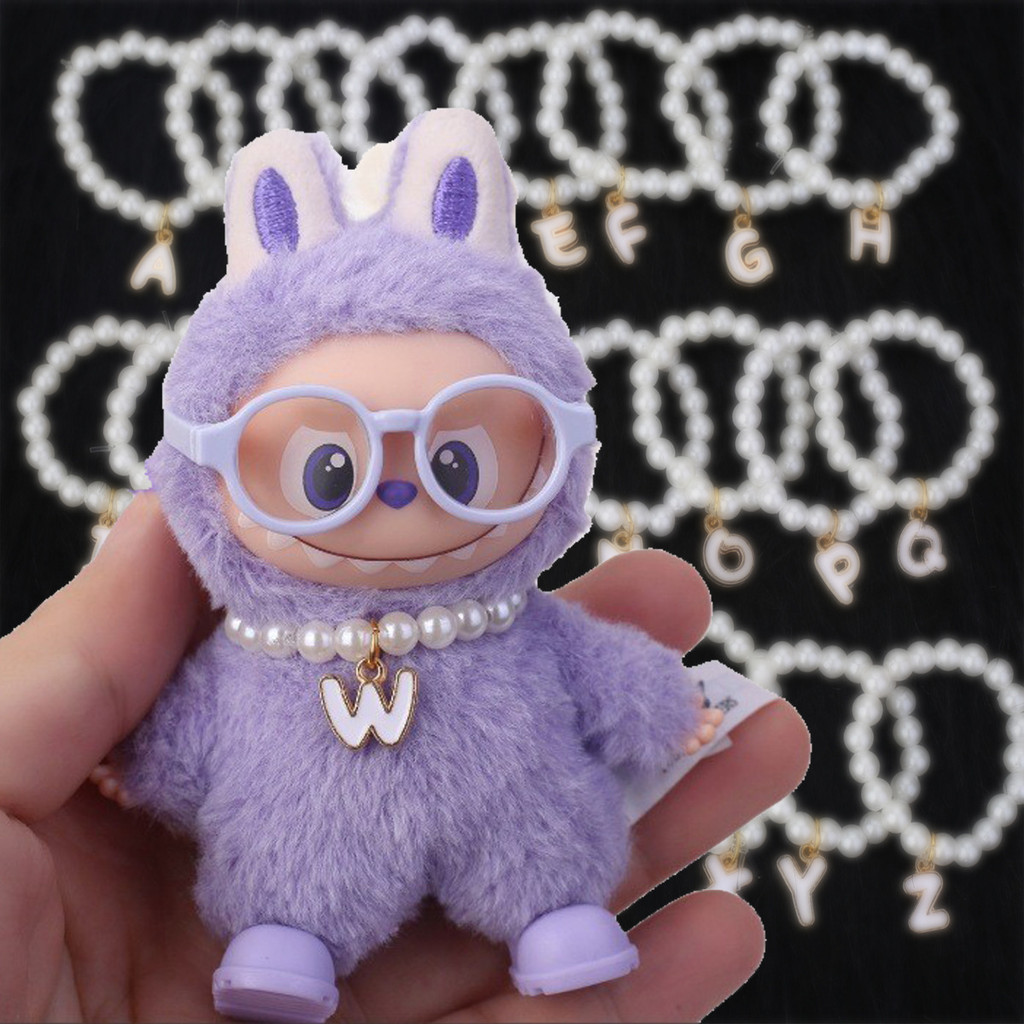 Heart Bottom Code 26 Letter Pearl Necklace Mini Labubu Labubu 4th Generation Baby Clothes Accessorie