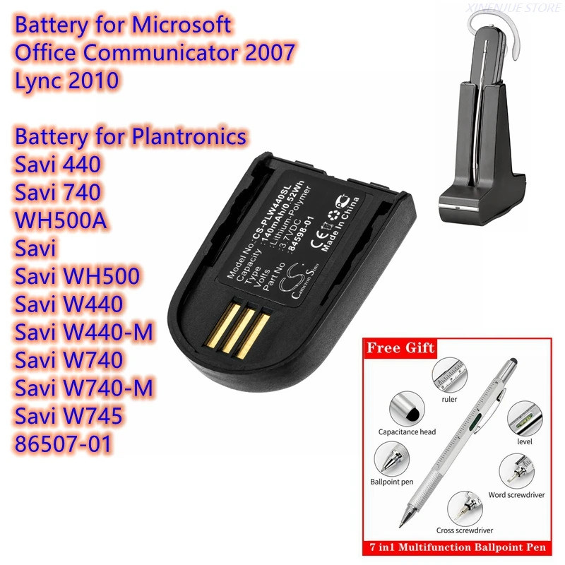 ชุดหูฟังไร้สายแบตเตอรี่ 3.7/140mAh 84598-01 สําหรับ Plantronics Savi 440,740,W440,W440-M,W740,W740-M
