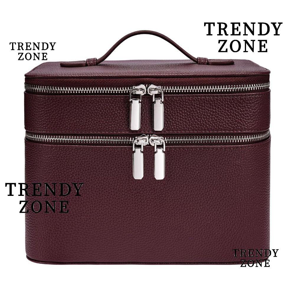 TRENDYZONE กระเป๋าเครื่องสําอาง, ที่เก็บแป้งความจุขนาดใหญ่กันน้ํา, โซลูชั่นจัดเก็บวัสดุ PU รูปแบบความงามกระเป๋าเดินทางที่เก็บเครื่องแป้ง