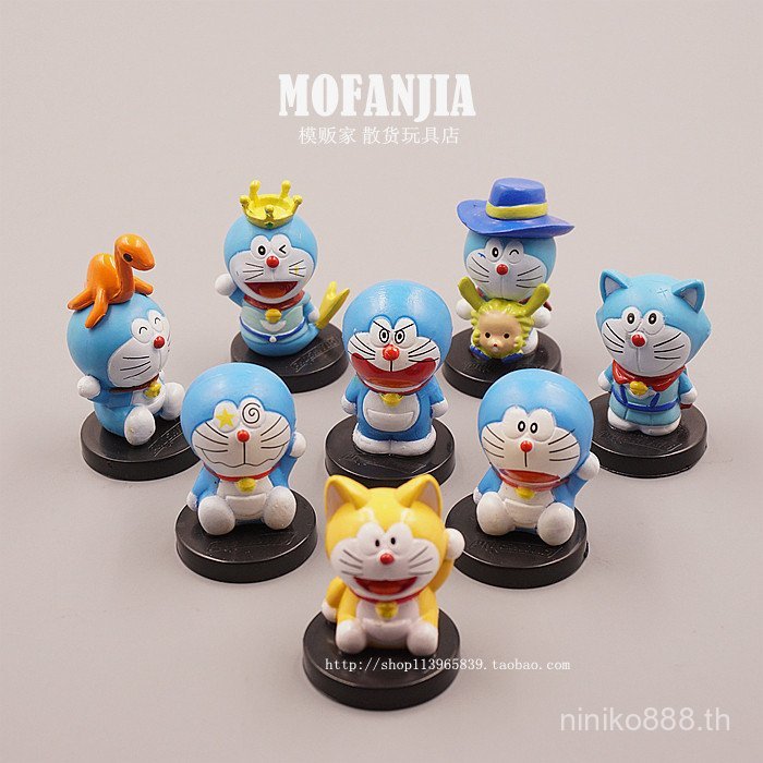 สินค้าจํานวนมากของแท้น่ารัก Tinkerbell Doraemon Blue Fatty Base ตกแต่งขนาดเล็กตุ๊กตารูปตุ๊กตา 8 รูปแ