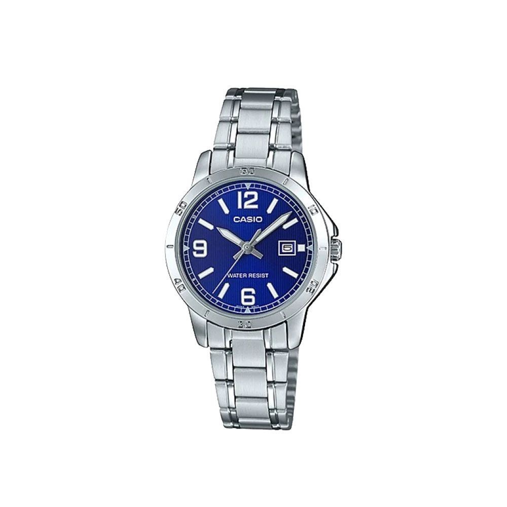 CASIO นาฬิกาข้อมือ CASIO รุ่น LTP-V004D-2BUDF วัสดุสเตนเลสสตีล สีน้ำเงิน ราคา ถูกที่สุด ดีลบีเคเค แกลเลอรีภาพที่ 2