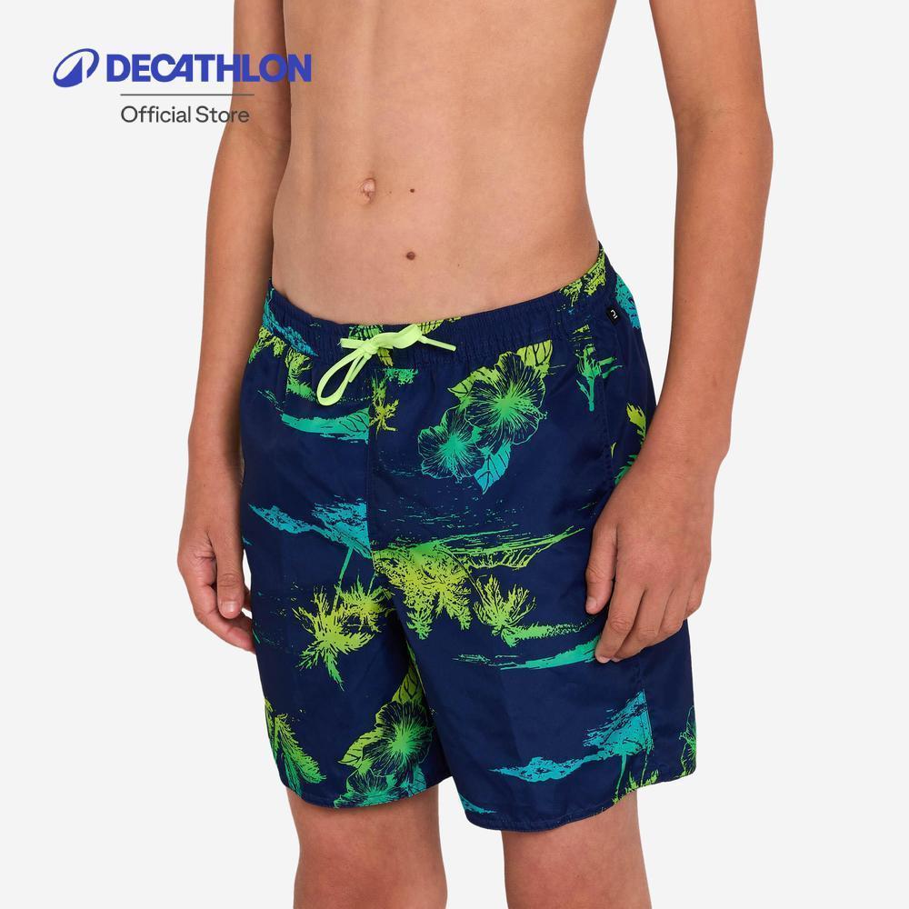 Decathlon Boys’ Surfing Swim Shorts With Pockets กางเกงโต้คลื่นเด็กผู้ชายขาสั้นมีกระเป๋า รุ่น 100 Stories - Dark Blue