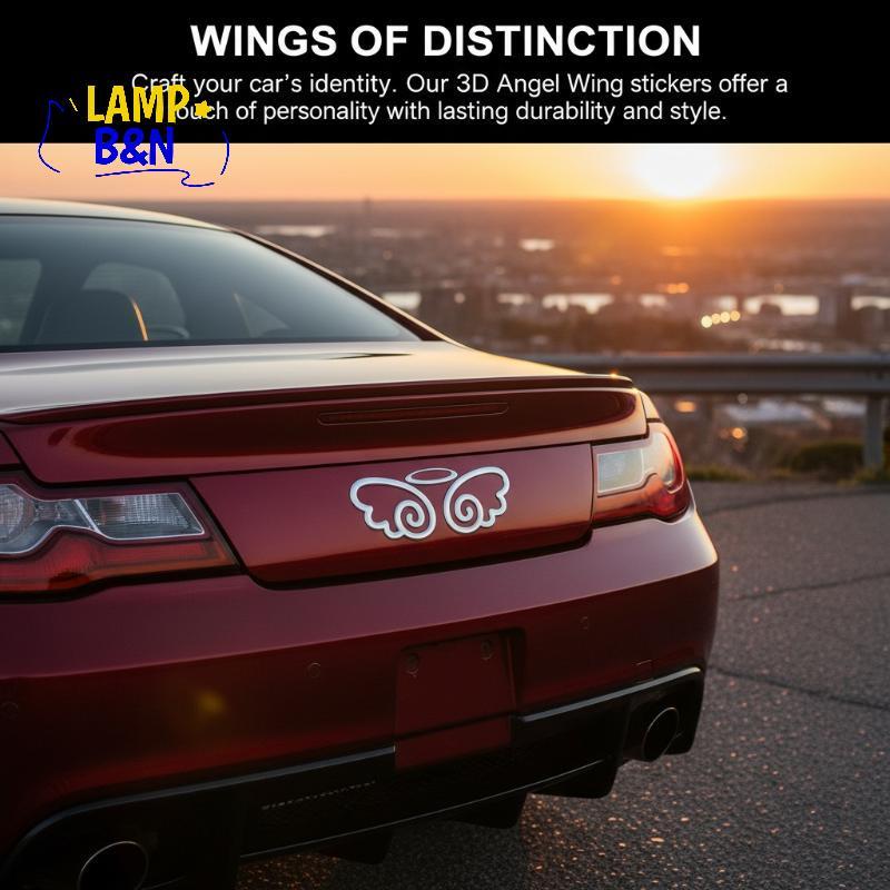 [B&N] 3D PVC Angel Wings Car Decal ป้ายด้านหลังกันน้ําสําหรับตกแต่งรถภายนอกพิเศษ [ใหม่]