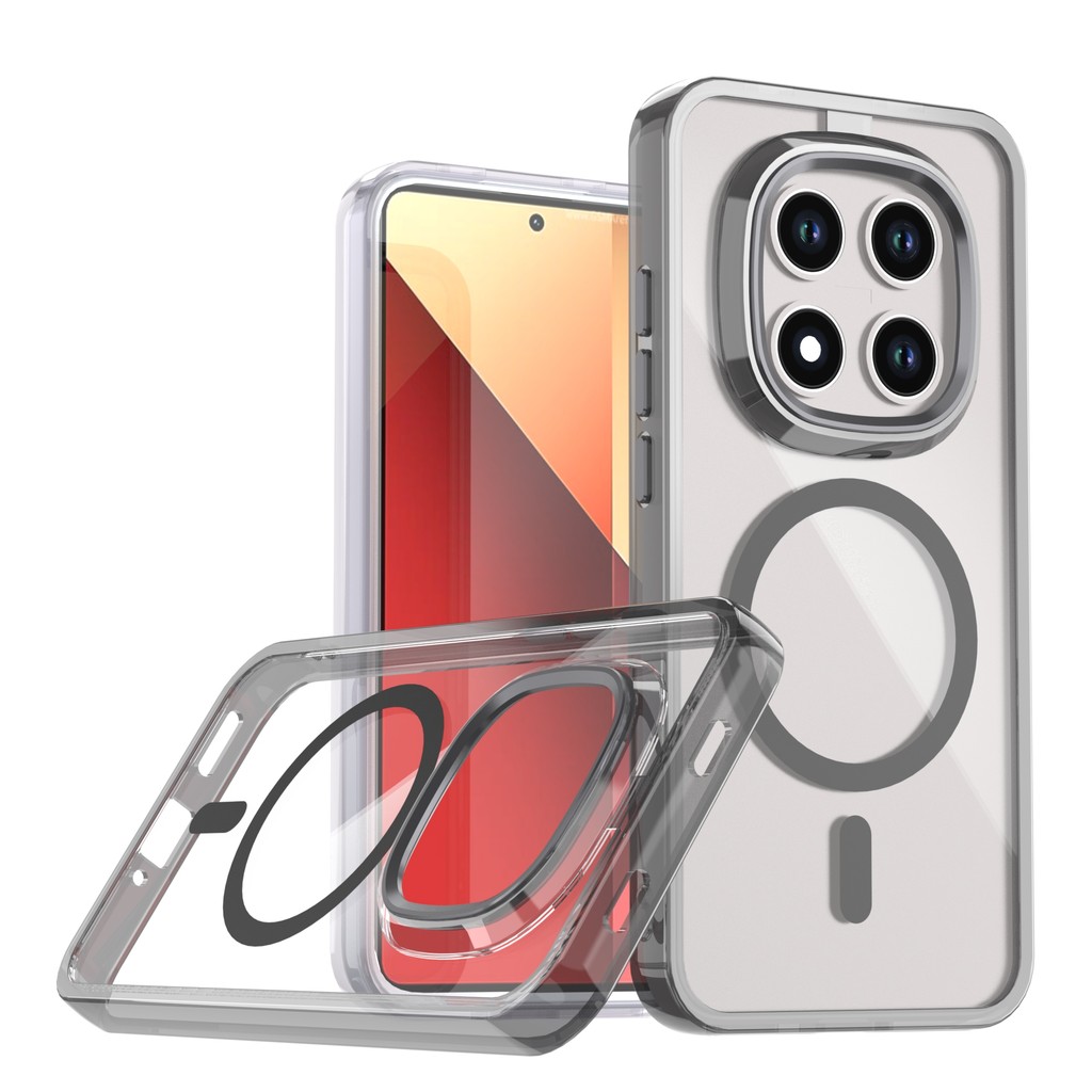 Redmi Note 15 Pro 5G กรณี Redmi หมายเหตุ 14 หมายเหตุ 13 4G 5G แม่เหล็กเพชรปลอกใส Hard อะคริลิคโปร่งใสปลอกรองรับชาร์จไร้สาย Shock Proof สนับสนุนโทรศัพท์ปกป้องกล้อง