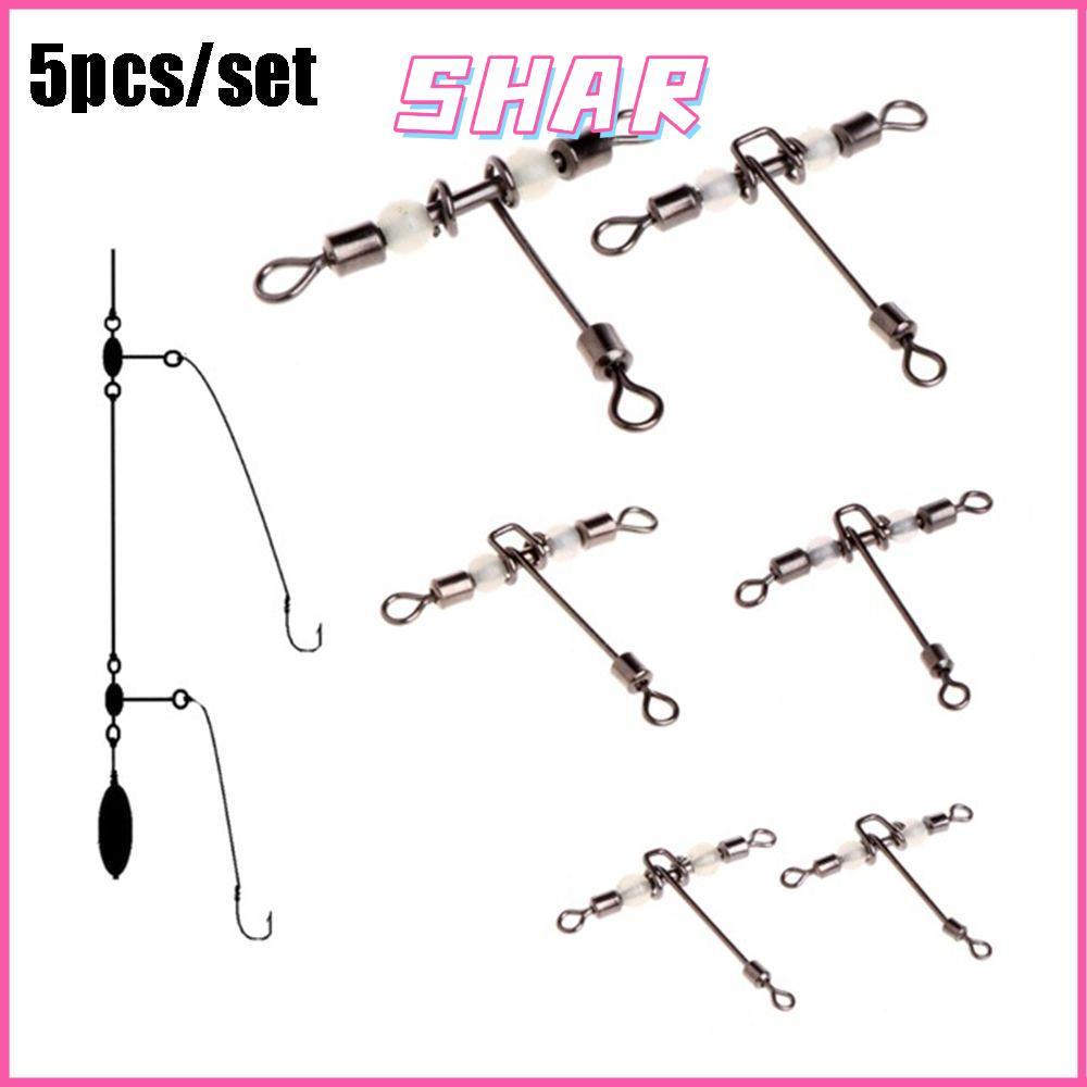 SHAR 5 ชิ้น/ล็อต T-shape ตกปลาหมุน Hot Trident Wivels แบริ่งทองเหลือง Barrel luminous