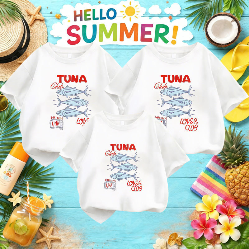พร้อมส่ง&จัดส่งภายใน 24 ชม.) RINA STUDIO Retro American Beach Style Family Couple T-Shirt Set with S
