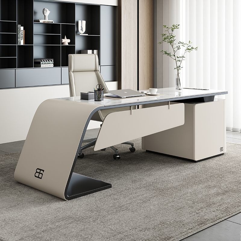 Italian Luxury Solid Wood Desk L-Shaped Corner Executive Designer Office Table High-End Minimalist