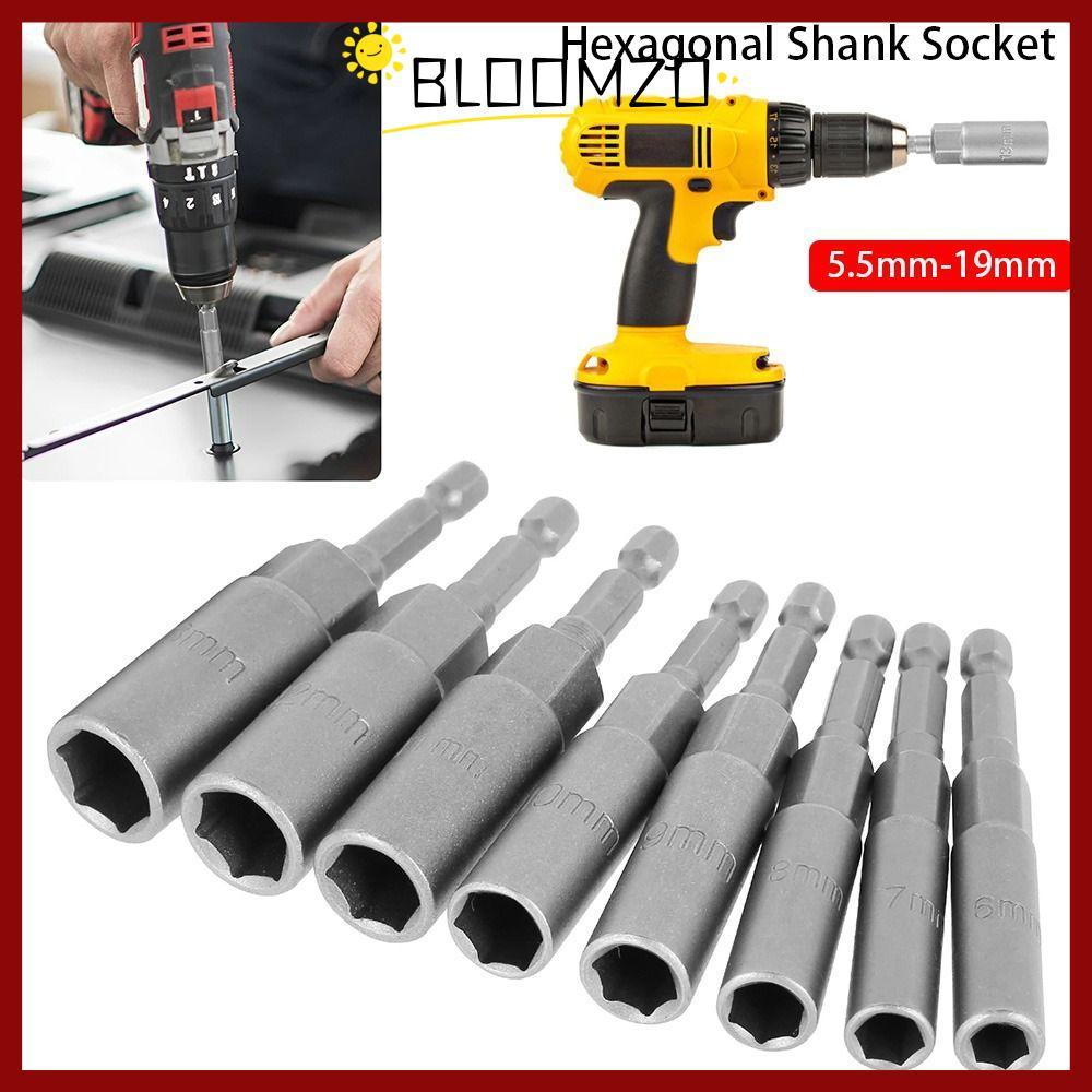 จัดส่งจากประเทศไทยBLOOMZO 1 ชิ้น Key เจาะอะแดปเตอร์ Bit, 1/4 "Hex 5.5-19 มม.ซ็อกเก็ต Hex, ไดรฟ์ซ็อกเก็ตแม่เหล็กอ่อนนุชไขควงนิวเมติกเครื่องมืออุปกรณ์เสริมไฟฟ้า Impact Socket