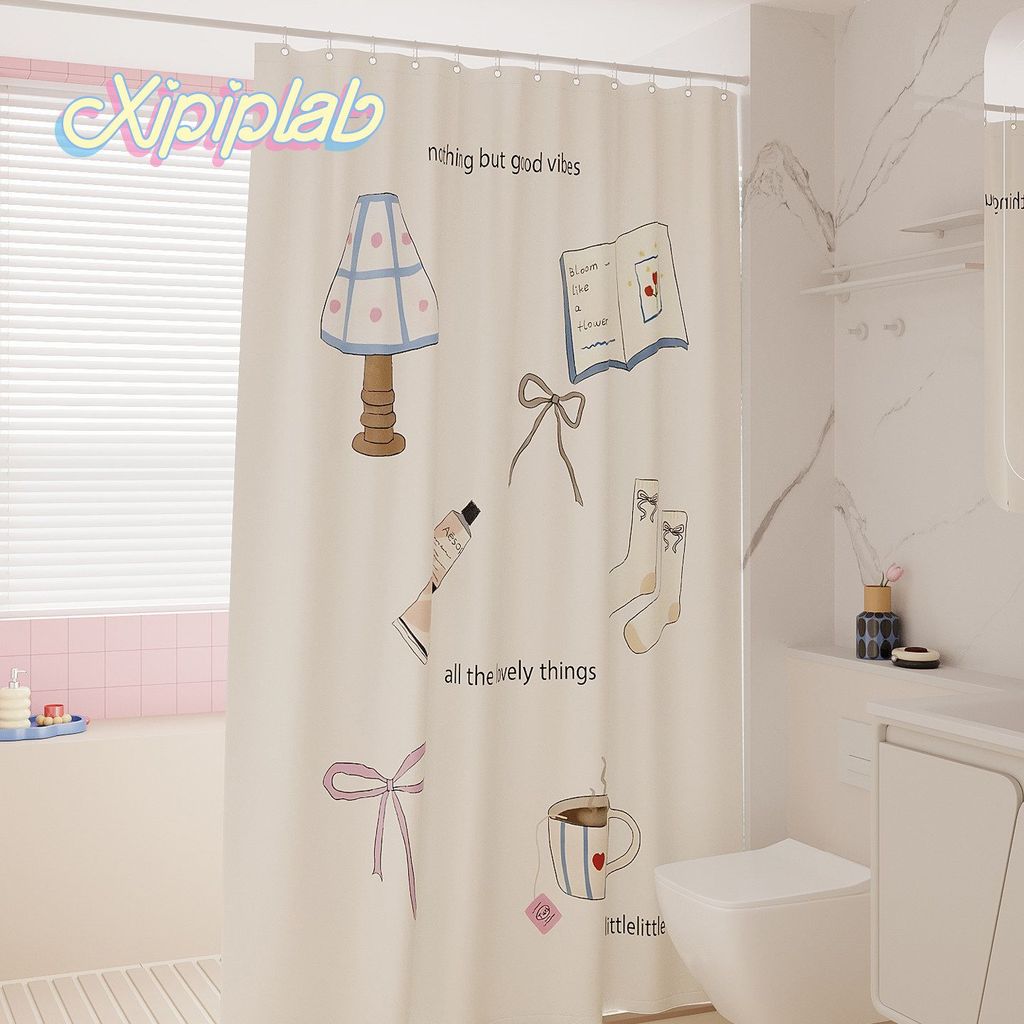 ⭐⭐Xpiplab น่ารักการ์ตูน ของผู้หญิง สไตล์ห้องน้ําม่านอาบน้ําครัวเรือนกันน้ํา การเจาะ-ฟรีพาร์ทิชันแขวนผ้าม่านแขวนผ้า