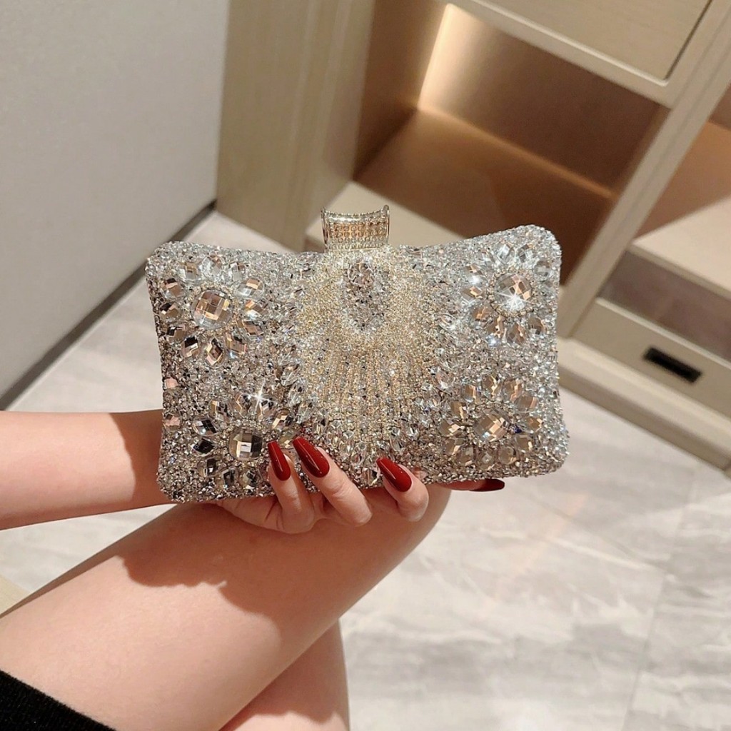 ใหม่หรูหราเพชร-Studded High-End Cheongsam คลัทช์อาหารค่ํากระเป๋า Rhinestone กระเป๋าคลัทช์กระเป๋าจัดเลี้ยง