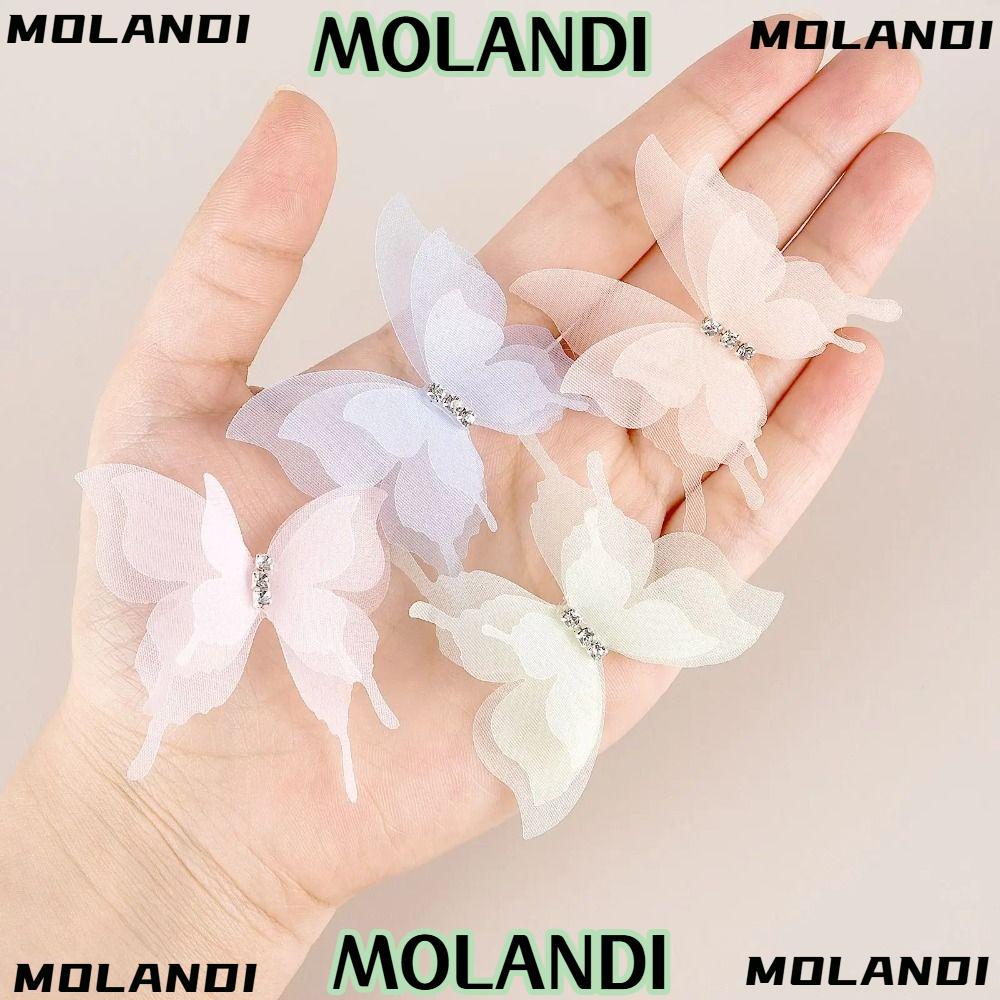 MOLANDI 20 ชิ้น ผ้า organza ผีเสื้อ applique ขนาด 5 ซม., gradient สี chiffon สามชั้น สำหรับตกแต่งเสื้อผ้า