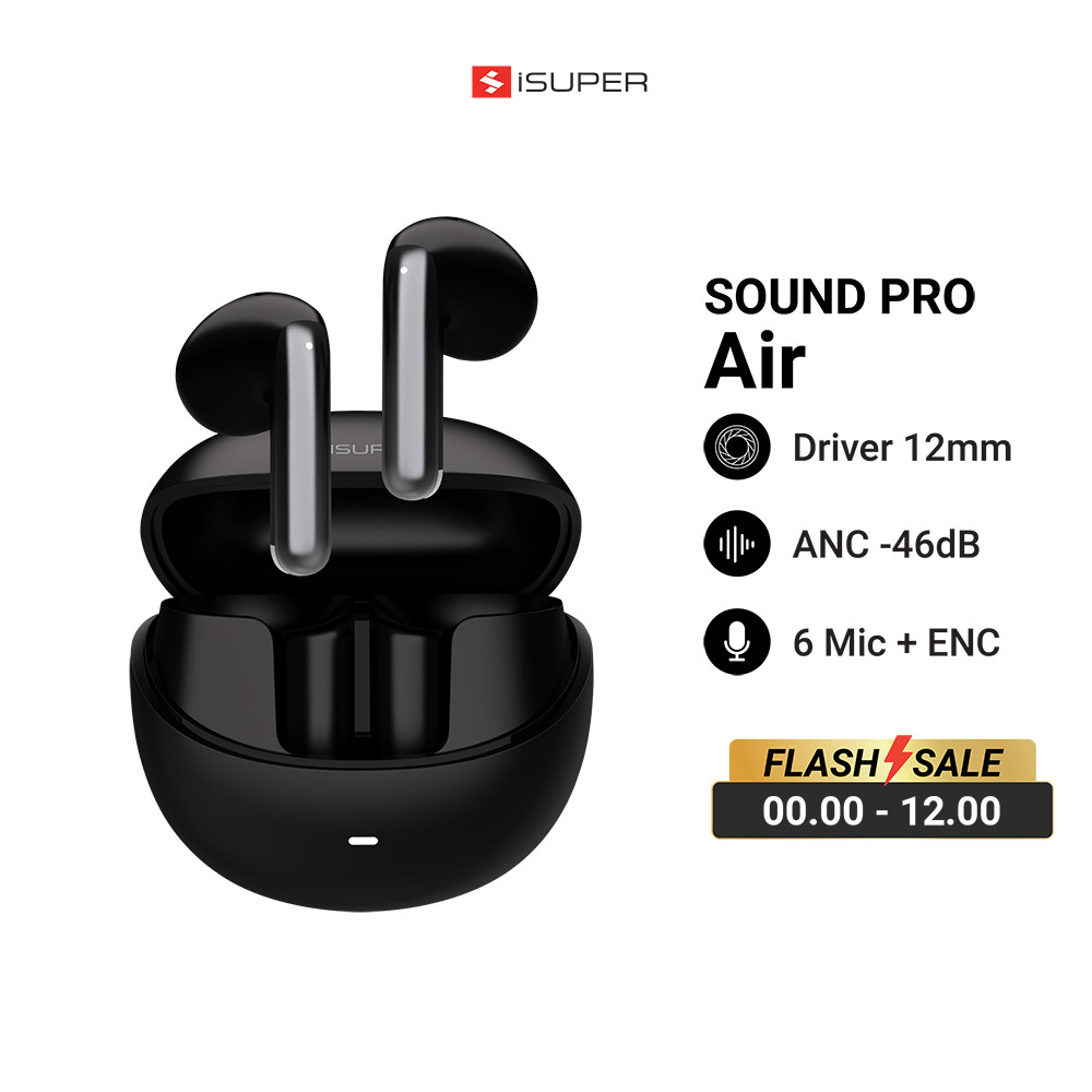 [ลดเหลือ 1199] iSUPER SOUND PRO Air หูฟังบลูทูธ หูฟังไร้สาย หูฟัง ANC ตัดเสียงรบกวน Bluetooth 5.3 ใช้งานผ่านแอปฯ -1Y