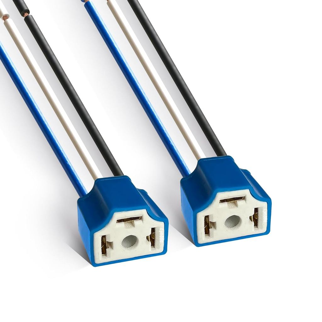 H4 Pigtail ไฟหน้าซ็อกเก็ต H4 Connector สายไฟปลั๊กหญิง 14AWG เซรามิค H4 9003 Pigtail Connector (แพ็ค 