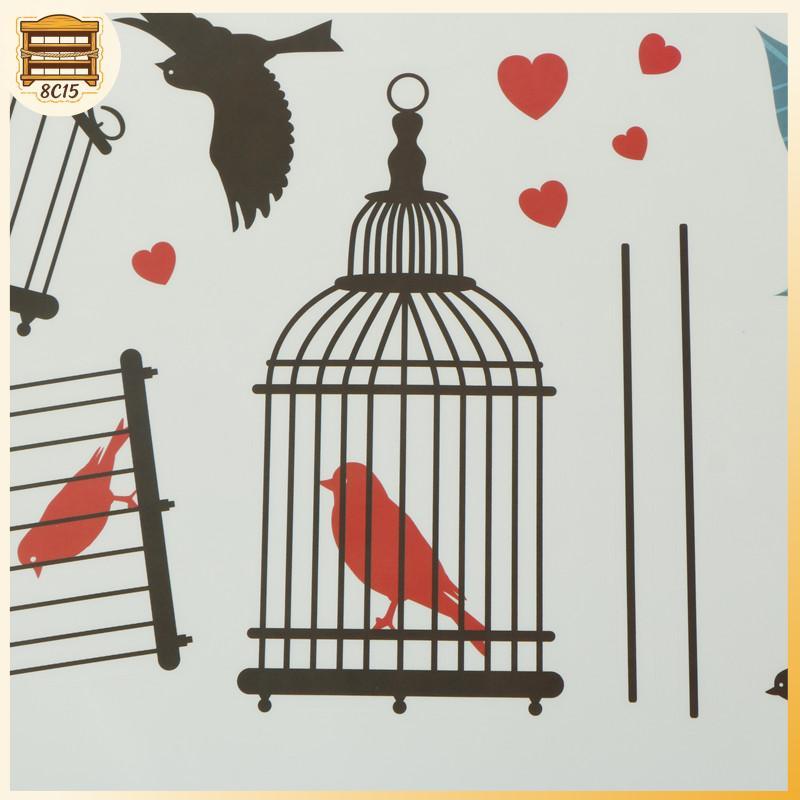 [8C15] นกดอกไม้ Birdcage Wall Stier Decals Wall Art สําหรับห้องนั่งเล่นห้องนอน [8C]