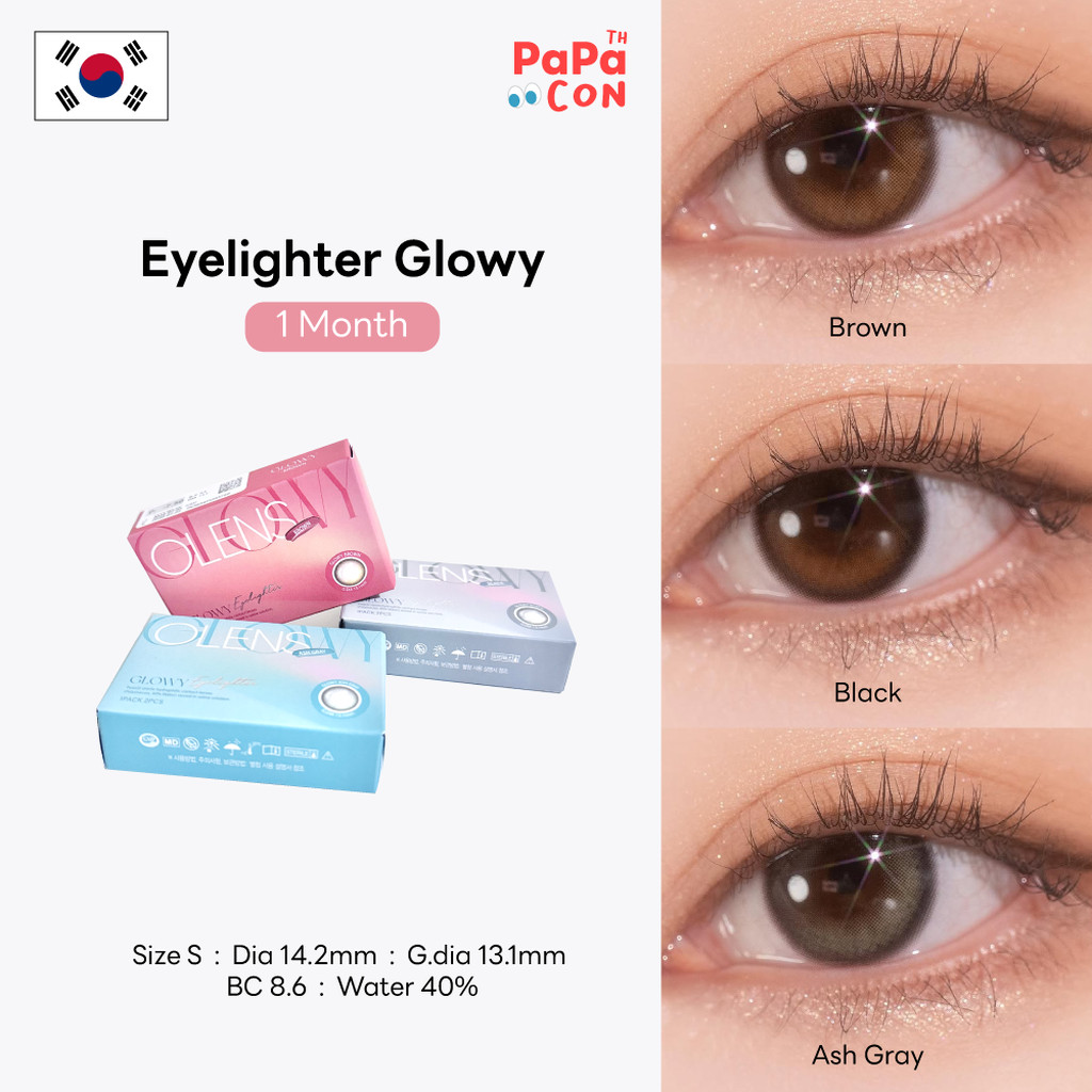 Olens รุ่น Eyelighter Glowy สี Brown / Black / Ash Gray คอนแทคเลนส์ รายเดือน