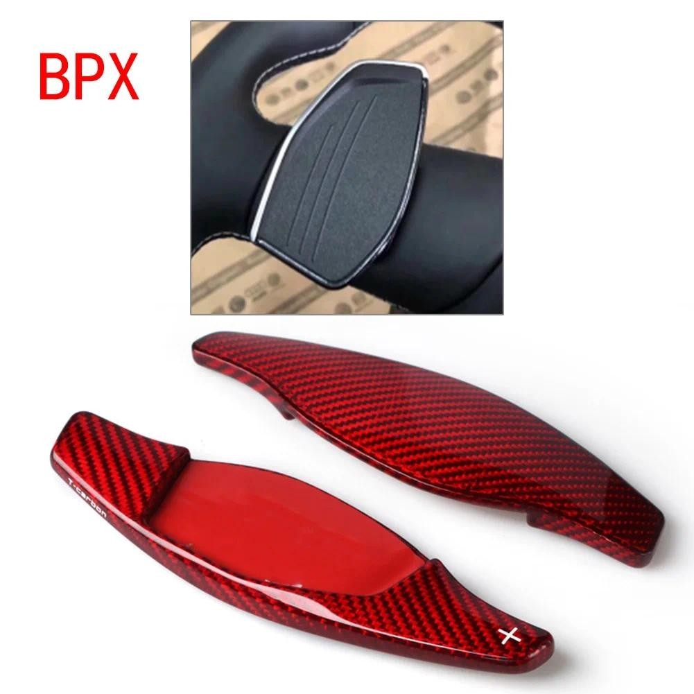 2 ชิ้นพวงมาลัยรถยนต์พวงมาลัย Shift Paddle Extension คาร์บอนไฟเบอร์สีแดงสําหรับ Audi R8 RS3 RS4 RS5 T