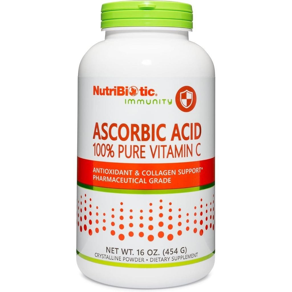 NutriBiotic Ascorbic Acid Vitamin C Powder, 16 ออนซ์ | กรดแอสคอร์บิกเกรดยา 2000 มก. ต่อเสิร์ฟ | อาหา